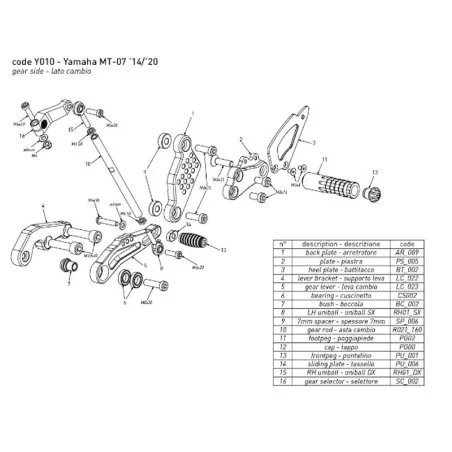 copy of BONAMICI RACING Fußrasten für YAMAHA YZF-R1/M 2015-2022