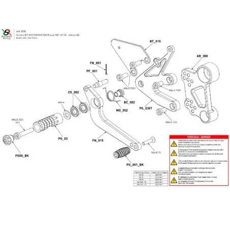 Estriberas BONAMICI RACING para YAMAHA MT-09 2013-2020
