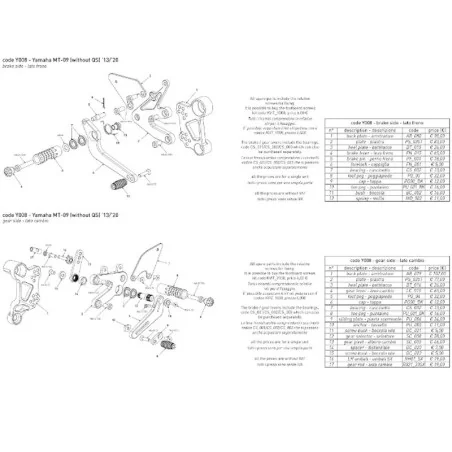 Estriberas BONAMICI RACING para YAMAHA MT-09 2013-2020