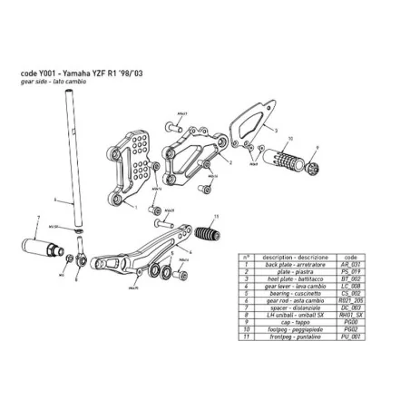 copy of BONAMICI RACING Fußrasten für YAMAHA YZF-R1/M 2015-2022