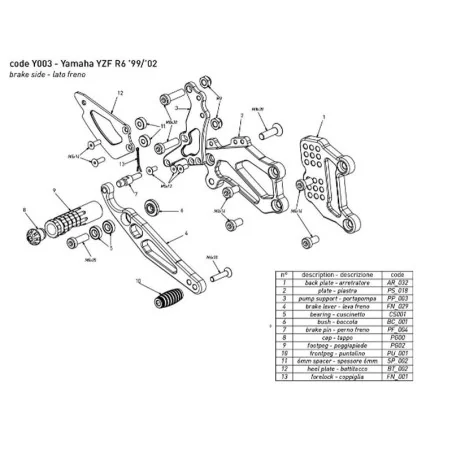 copy of BONAMICI RACING Fußrasten für YAMAHA YZF-R1/M 2015-2022