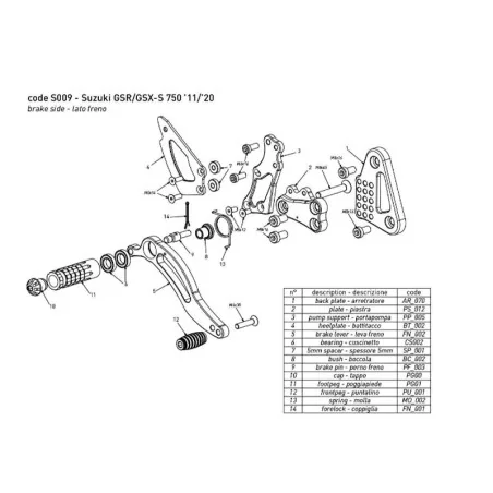 copy of BONAMICI RACING Fußrasten für YAMAHA YZF-R1/M 2015-2022