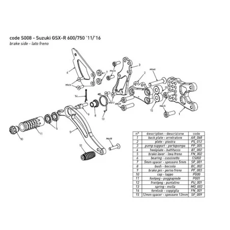 copy of BONAMICI RACING Fußrasten für YAMAHA YZF-R1/M 2015-2022