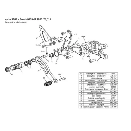 copy of BONAMICI RACING Fußrasten für YAMAHA YZF-R1/M 2015-2022