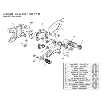 Estriberas BONAMICI RACING para SUZUKI GSX-R 1000 2007-2008