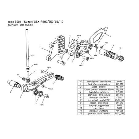 Estriberas BONAMICI RACING para SUZUKI GSX-R 600 / 750 2006-2010
