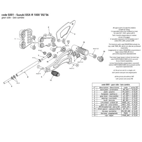 Estriberas BONAMICI RACING para SUZUKI GSX-R 1000 2005-2006