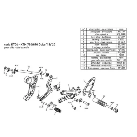 Estriberas BONAMICI RACING para KTM DUKE 790 2018-2022