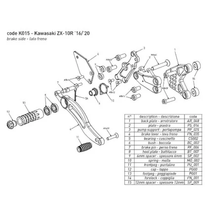 Estriberas BONAMICI RACING para KAWASAKI ZX-10R 2016-2020