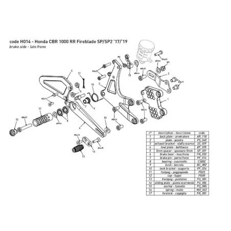 BONAMICI RACING Fußrasten für HONDA CBR 1000 RR SP /SP2 2017-2019