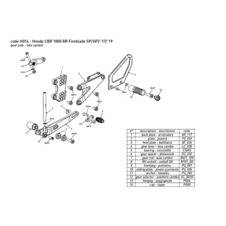 BONAMICI RACING Fußrasten für HONDA CBR 1000 RR SP /SP2 2017-2019