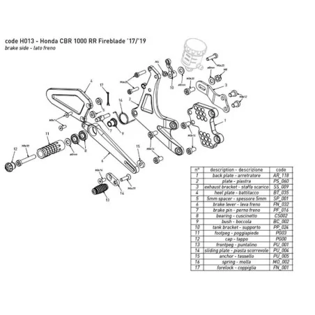 copy of BONAMICI RACING Fußrasten für HONDA CBR 1000 RR SP /SP2 2017-2019