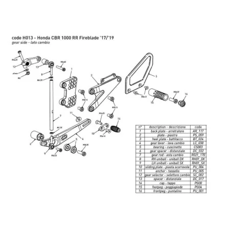 copy of BONAMICI RACING Fußrasten für HONDA CBR 1000 RR SP /SP2 2017-2019