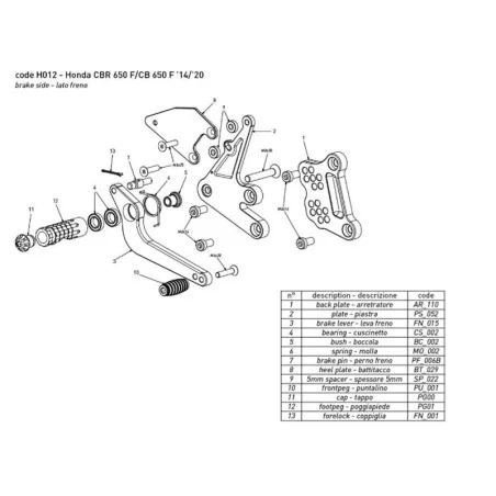 copy of BONAMICI RACING Fußrasten für HONDA CBR 1000 RR SP /SP2 2017-2019