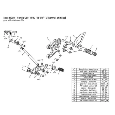 Fußrasten BONAMICI RACING HONDA CBR 1000 RR 08-16
