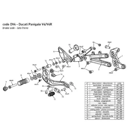 Estriberas BONAMICI RACING para DUCATI PANIGALE V4 / V4S / V4R 2018-2023