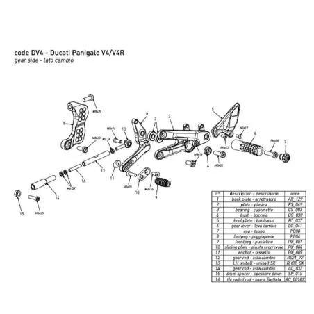 Estriberas BONAMICI RACING para DUCATI PANIGALE V4 / V4S / V4R 2018-2023