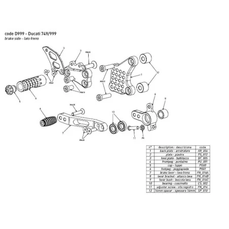 Estriberas BONAMICI RACING para DUCATI 749 / 999 2002-2006