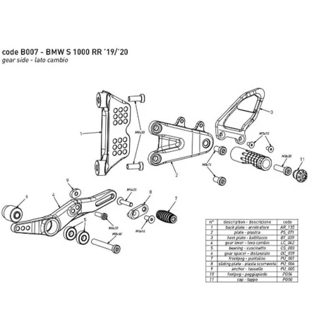 BONAMICI RACING Fußrasten für BMW S 1000 RR 2019-2021