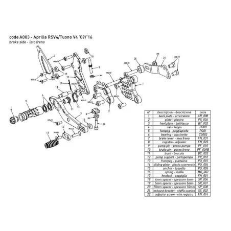 copy of BONAMICI RACING Fußrasten für YAMAHA YZF-R1/M 2015-2022