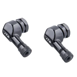 JUEGO DE VALVULAS UNIVERSALES ACODADAS EN ALUMINIO - Ø8,3MM NEGRAS