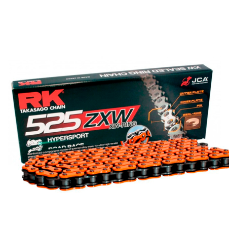 Cadena de transmisión RK ZXW 525 Reforzada Naranja