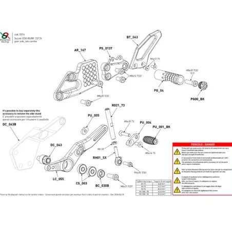 Estriberas BONAMICI RACING para SUZUKI GSX-8S / GSX-8R 2023-2024