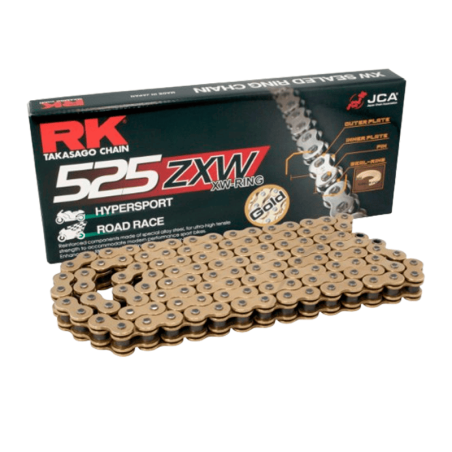 Cadena de transmisión RK ZXW 525 Super Reforzada Dorada. Serie oro