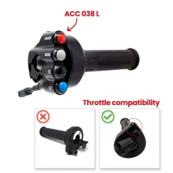 JP ACC 038 L Puño de acelerador giratorio con controles integrados para BMW