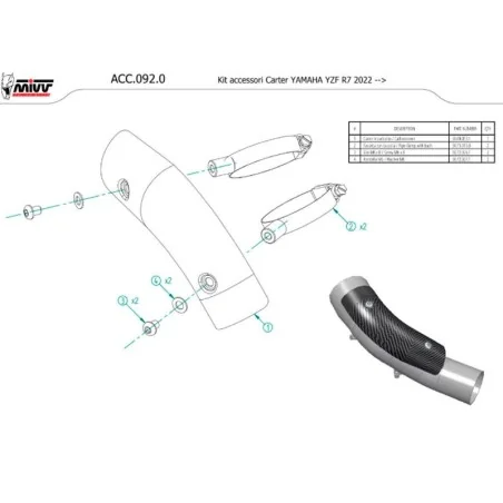 PROTECCIÓN TÉRMICA DE CARBONO MIVV ACC.092.0 YAMAHA R7 2022-2024