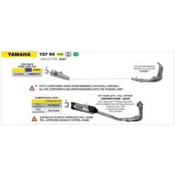 Colectores ARROW no homologado en acero inoxidable para YAMAHA YZF 600 R6 17-24 2