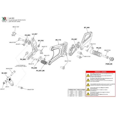 Estriberas BONAMICI RACING para DUCATI PANIGALE V4 / V4S 2025