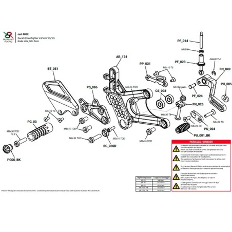 Estriberas BONAMICI RACING para DUCATI STREETFIGHTER V4 / V4S 2025