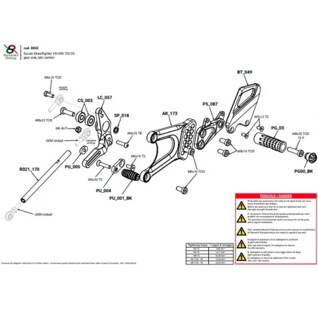 Estriberas BONAMICI RACING para DUCATI STREETFIGHTER V4 / V4S 2025
