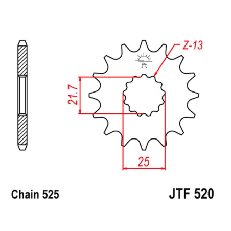 JTF520 Piñón con goma anti-ruido JT SPROCKETS JTF520 acero 520 525