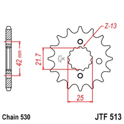 JT SPROCKETS JTF513 Piñón con goma anti-ruido JT SPROCKETS JTF513 acero 530 2