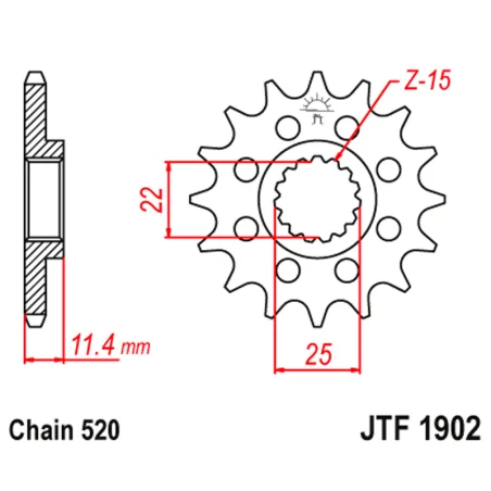 JTF1902 Piñón con goma anti-ruido JT SPROCKETS acero 1902 - 520