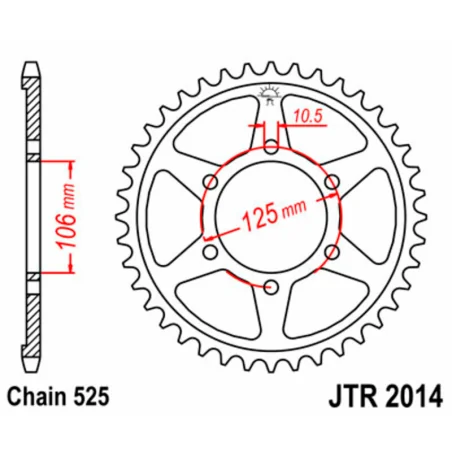 JT SPROCKETS JTR2014 Corona JT SPROCKETS acero NEGRO estándar JTR2014 - Paso 525