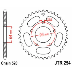 JT Sprockets Corona Transmisión JT Sprockets ACERO PLATA 520 HONDA JTR254