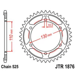 JT Sprockets Corona JT SPROCKETS acero estándar PLATA 1876 Paso 525