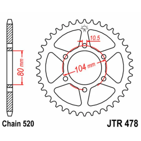 JT Sprockets Corona JT SPROCKETS acero estándar PLATA JTR478 Paso 520