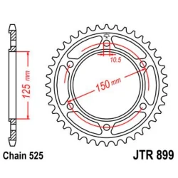 JT Sprockets Corona JT SPROCKETS acero estándar NEGRA JTR899 Paso 525