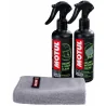 MOTUL Kit Limpieza CASCO de moto de M1 para limpieza exterior + M2 limpieza interior Con paño de microfibras de regalo.