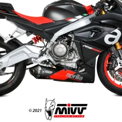 MIVV Delta Race Komplettauspuffanlage, schwarzer Edelstahl, für Aprilia RS 660 2020-2024 / Tuono 660 2021-2024 2