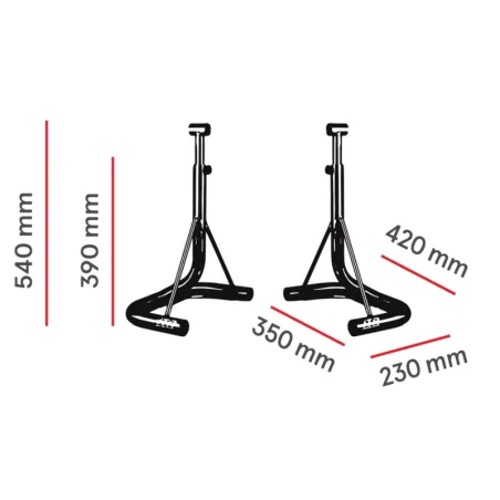 JUEGO DE CABALLETES CENTRAL DE ESTRIBERAS EN ACERO INOXIDABLE (2 UNIDADES)