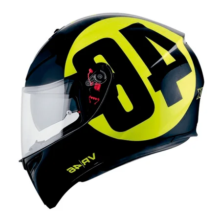 CASCO AGV K-3 SV PINLOCK ROSSI BOLLO 46 NEGRO / AMARILLO