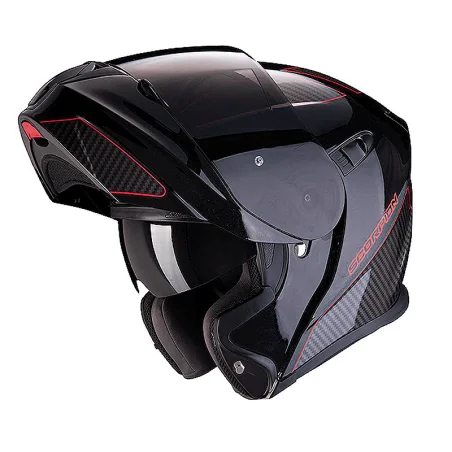 CASCO SCORPION EXO-920 FLUX NEGRO METALIZADO / ROJO