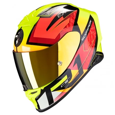 CASCO SCORPION EXO-R1 AIR INFINI NEGRO / ROJO / AMARILLO FLUO