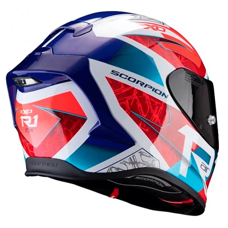 SCORPION EXO-R1 LUFT-STURZHELM WEISS / BLAU / ROT