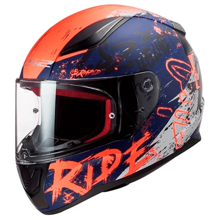 CASCO LS2 FF353 RAPID NAUGHTY AZUL MATE / NARANJA FLUOR